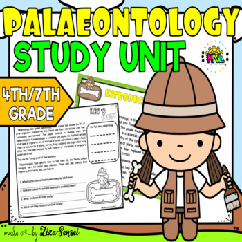 Preview of Palaeontology Study Unit Science Facts Worksheets Pack