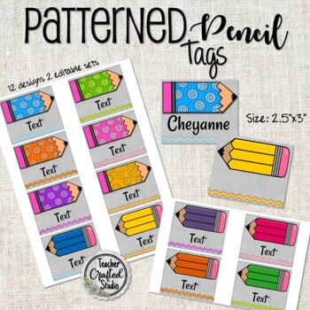 Preview of Pencil Tags for Name Badge Tags | Name Tags | Cubby Tags