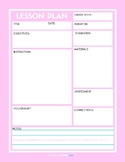 Pale Pink Lesson Plan Editable Template