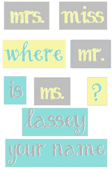 Preview of Pale Yellow, Tiffany Blue and Gray - WORDS for your Where is the counselor sign
