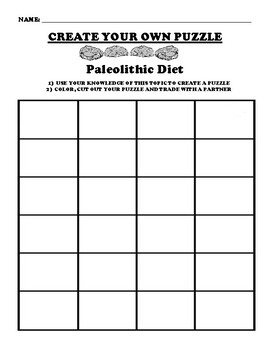 Paleolithic Diet PUZZLE WORKSHEET by BAC Education TPT