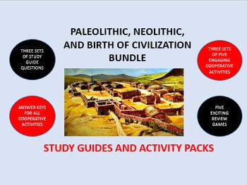 Preview of Paleolithic, Neolithic, Birth of Civilization Bundle: Study Guide/Activity Packs