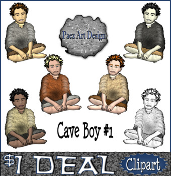 Prehistoric People CLIPART: Cave Boy #1 {Paez Art Design}