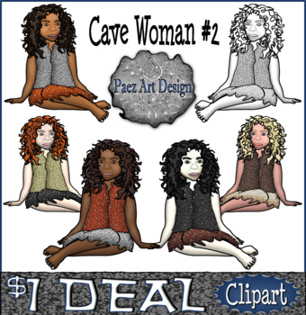 Prehistoric People CLIPART: Cave Woman #2 {Paez Art Design}