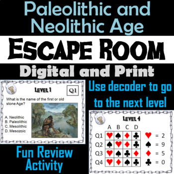 Preview of Paleolithic and Neolithic Age Activity Escape Room (Stone Age)
