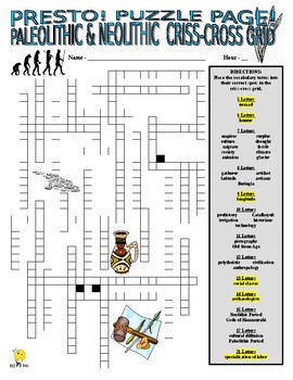 Preview of Paleolithic and Neolithic Puzzle Page (Wordsearch and Criss-Cross / History)