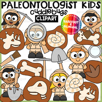 Preview of Paleontologist Kids Clipart | Cuddlebugs Collection | Dinosaur Clipart