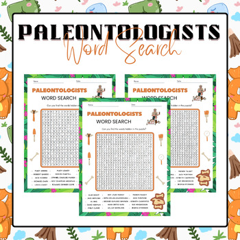 Preview of Paleontologists Names Word Search Puzzles | End of The Year Activities