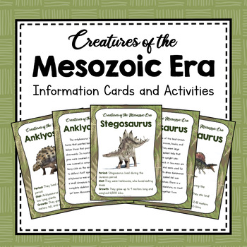 Preview of Creatures of the Mesozoic Era | Information Cards | Paleontology Unit Study