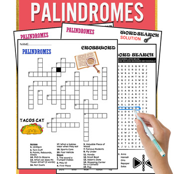 Preview of Palindromes Fun Worksheets - Word Search And Crossword