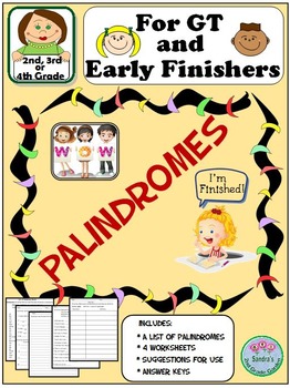 Preview of Palindromes Pack for GT and Early Finishers
