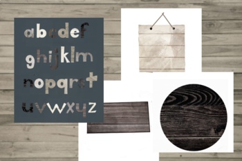 Preview of Pallet Wood Letters and Signs. Lowercase set in different shades. Clipart