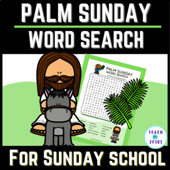 Preview of Palm Sunday Bible Word Search for Sunday School