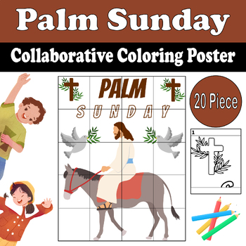 Preview of Palm Sunday Collaborative Coloring Poster | Jesus Christ | Easter Activities