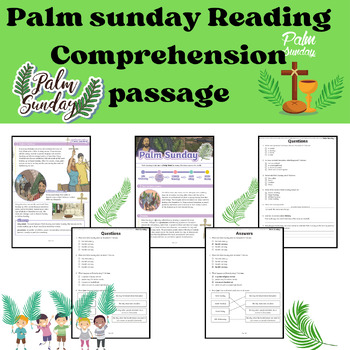 Preview of Palm Sunday Reading Comprehension passage Activitiy |Holy Week|Q&A