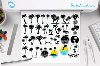 Download Palm Tree Bundle Svg Cut Files Summer Beach Sunset Vacation Ocean Tropical