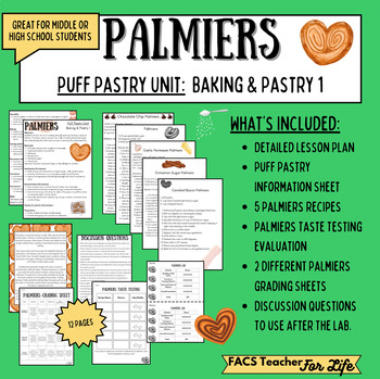 Preview of Palmiers: Puff Pastry Lab, FACS, FCS, Valentine's Day, Baking, Cooking, MS, HS