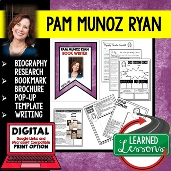 Preview of Pam Munoz Ryan Biography Research, Bookmark, Pop-Up, Writing