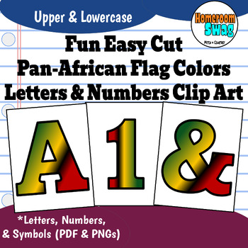 Preview of Pan-African Flag Colors Printable Easy Cut Characters Letters and Numbers