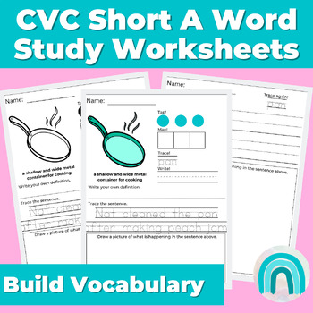 Pan - CVC Short A Word Work Word Study Worksheets Kindergarten First Grade