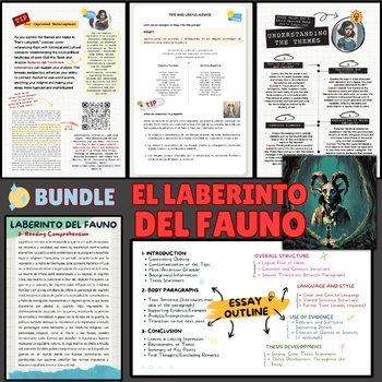 Preview of Pan's Labyrinth Bundle | El Laberinto del Fauno Workbook & Essay Writing Tips
