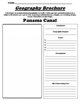 Preview of Panama Canal "Informational Brochure" Worksheet & WebQuest