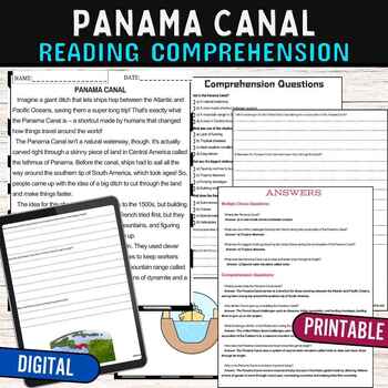 Preview of Panama Canal Reading Comprehension Passage,Digital & Print
