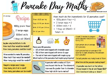 Preview of Pancake Day Maths Year 6 Uk