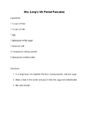 Pancake Recipe and Worksheet