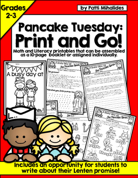 Preview of Pancake Tuesday Shrove Tuesday Print and Go:Second-Third Grade
