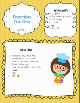 Preview of Pancakes for One Recipe Handout