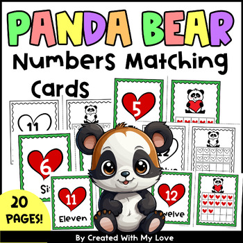 Preview of Panda Bear Numbers Matching Game, Kindergarten Recognition 1-20 Ten Frame 