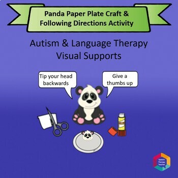 Preview of Panda Bear Paper Plate Craft and Speech Therapy Lesson Plans with Visual Support