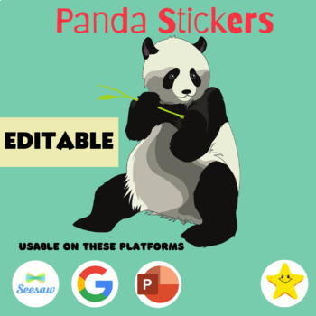 Preview of Panda Clip Art Digital Stickers - COPYRIGHT FREE + EDITABLE 