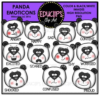 Preview of Panda Emoticons Clip Art Bundle  {Educlips Clipart}