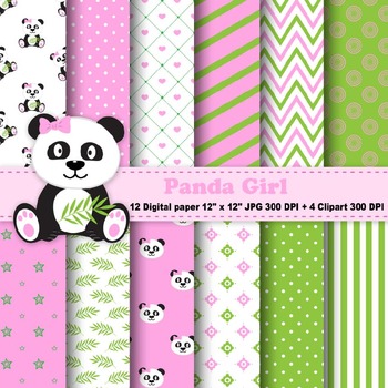 Panda Girl Digital Paper Clipart By Cosmosfineart Tpt