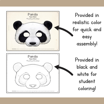 Panda | Paper Mask | Printable Craft Template | Pandas by Simply Schoolgirl