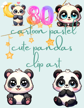 Preview of Panda Parade: Cartoon Pastel Panda Clip Art Collection