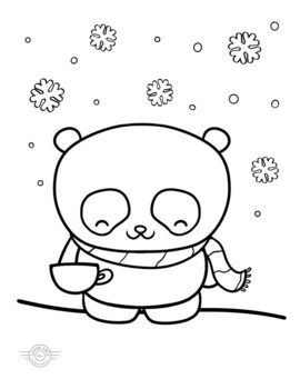 Panda Winter Cozy Snow Day Coloring Page by Layer Arts Co | TpT
