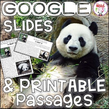 Preview of Pandas NONFICTION Digital GOOGLE SLIDES and PRINTABLE Passages and Activities