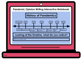 Preview of Pandemic Opinion Writing Interactive Notebook for Google Slides EDITABLE