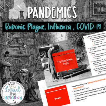 Preview of Pandemics Across History COVID-19, Bubonic Plague, Influenza (1918) *Editable*
