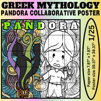 Preview of Pandora Collaborative Coloring Poster: Explore Greek Mythology Together