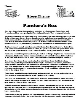 Pandora's Box Greek Myth Story & Theme Worksheet by Pointer Education