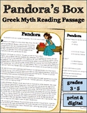 Pandora's Box Greek Myth Passage & Questions - Printable &