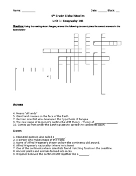 Preview of Pangea Crossword Puzzle