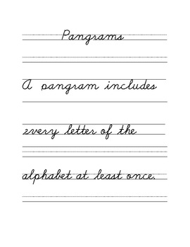 Pangrams Cursive Copyword Sentences by Carole Woelki | TPT