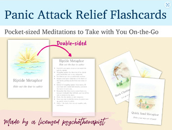 Preview of Panic Attack Metaphor Flashcards for Calming Down, Coping with Anxiety using ACT
