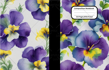 Preview of Pansy Flower Composition Notebook Cover For School,Home,Work, Clip Art