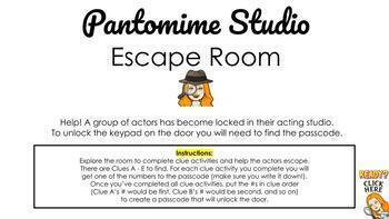 Preview of Pantomime Escape Room